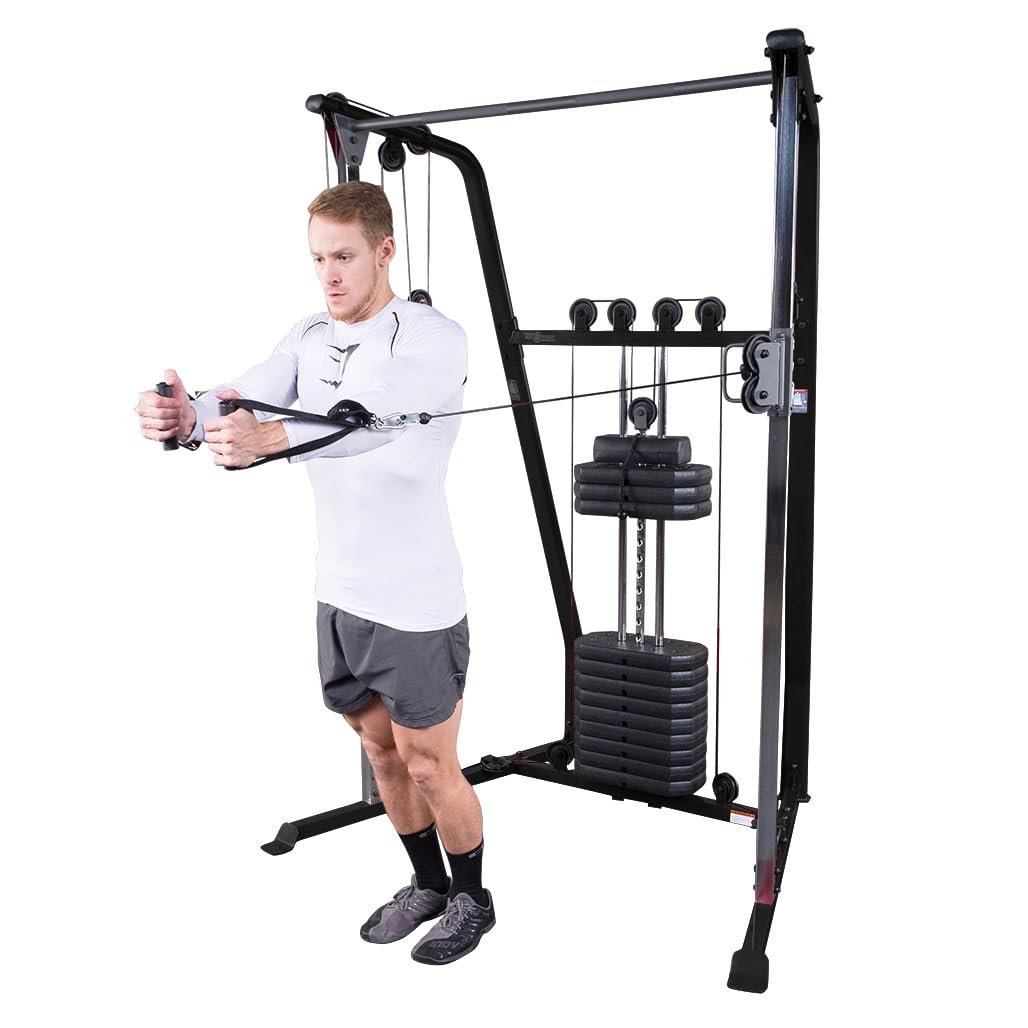 Body-Solid Best Fitness Functional Trainer Cable Machine, Full Body Workout Weight Stacks, Chest and Shoulder Exercise Home Gym LAT Pulldown Machines with 190lb Weights Stack, Midnight Black