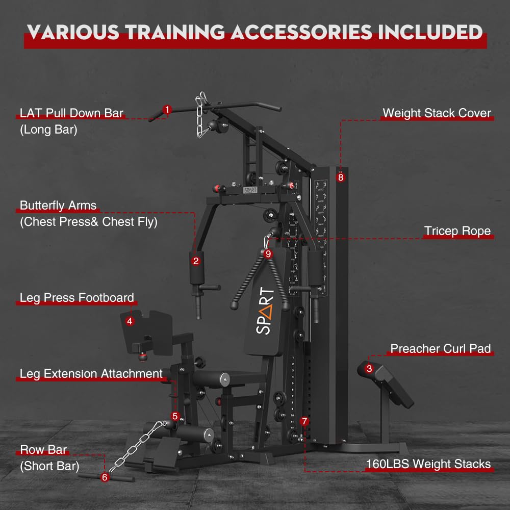 Transform your home workouts with the SPART Multi Gym Machine—durable, compact, and versatile, providing full-body strength training, adjustable resistance, and limitless exercise options in one powerful station.