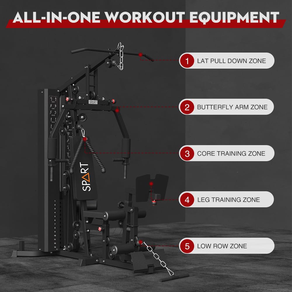 Transform your home workouts with the SPART Multi Gym Machine—durable, compact, and versatile, providing full-body strength training, adjustable resistance, and limitless exercise options in one powerful station.