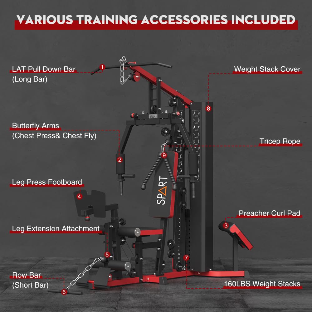 Transform your home workouts with the SPART Multi Gym Machine—durable, compact, and versatile, providing full-body strength training, adjustable resistance, and limitless exercise options in one powerful station.