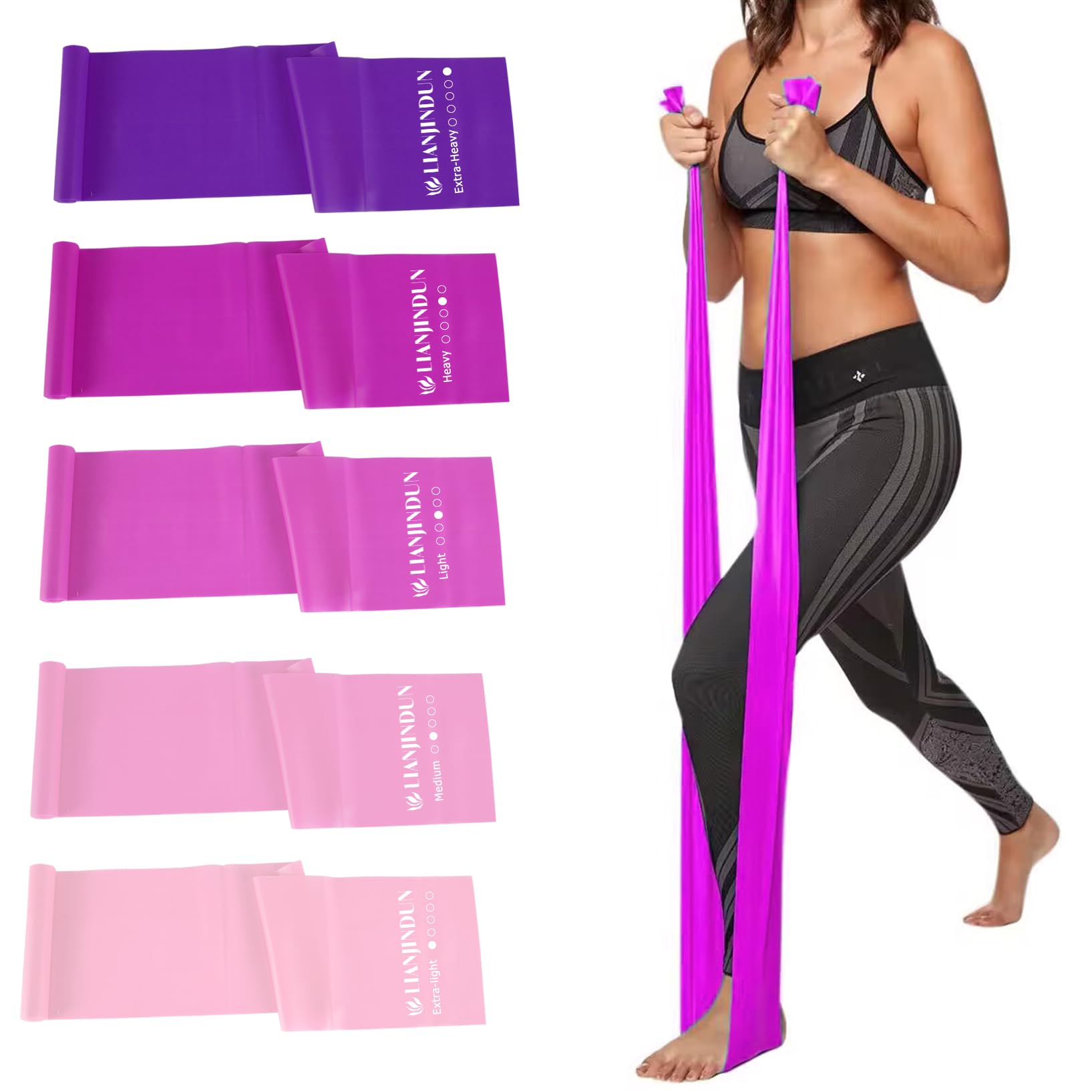 Build strength, tone muscles, and recover faster with 5 levels of professional resistance bands—durable, latex-free, portable, and perfect for home workouts, Pilates, yoga, or physical therapy.