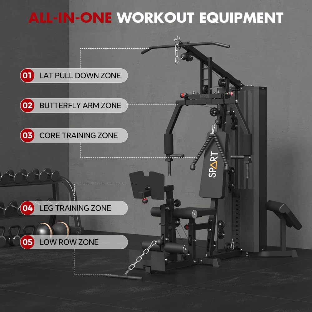 Transform your home workouts with the SPART Multi Gym Machine—durable, compact, and versatile, providing full-body strength training, adjustable resistance, and limitless exercise options in one powerful station.