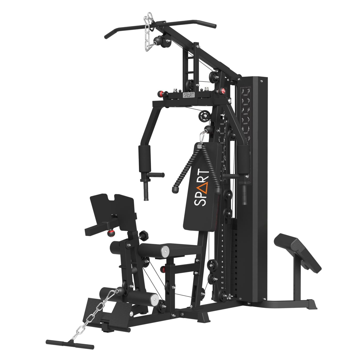 SPART Multi Gym Machine For Home Gym Station, Multi Workout Machines For Home Gym, with 160LBS Weight Stack for Leg Press & Chest Fly, All in One Workout Machine Full Body Strength Training with Pulley System