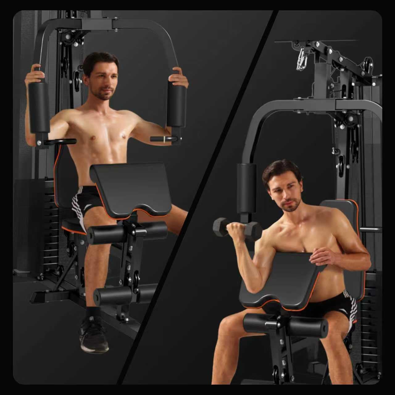 Home Gym,Workout Machine with 160LB Weight Stack,Multifunctional Workout Station for Full Body Strength Training,Exercise Equipment for Home