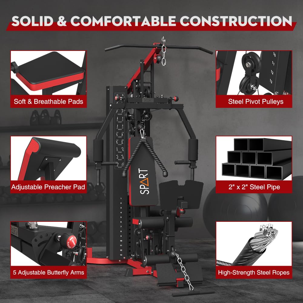 Transform your home workouts with the SPART Multi Gym Machine—durable, compact, and versatile, providing full-body strength training, adjustable resistance, and limitless exercise options in one powerful station.