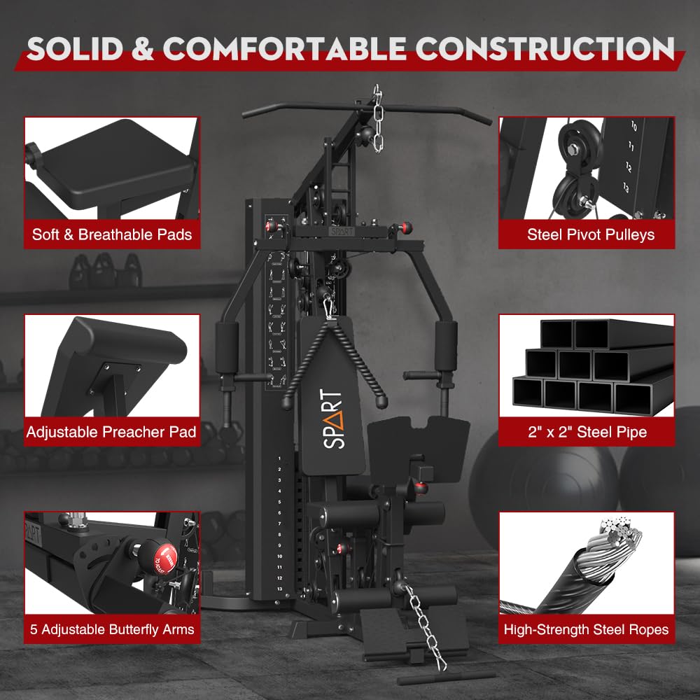 Transform your home workouts with the SPART Multi Gym Machine—durable, compact, and versatile, providing full-body strength training, adjustable resistance, and limitless exercise options in one powerful station.