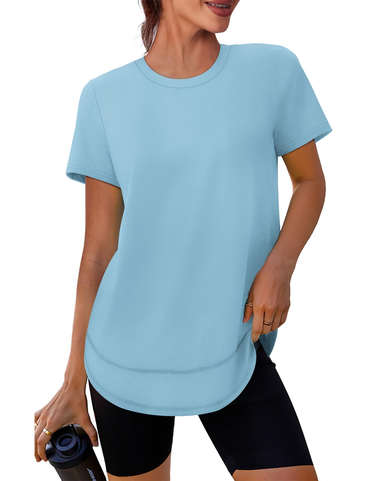 Stay cool, protected, and stylish with this UPF 50+ quick-dry workout shirt—lightweight, breathable, and flexible for yoga, running, hiking, or any active lifestyle.