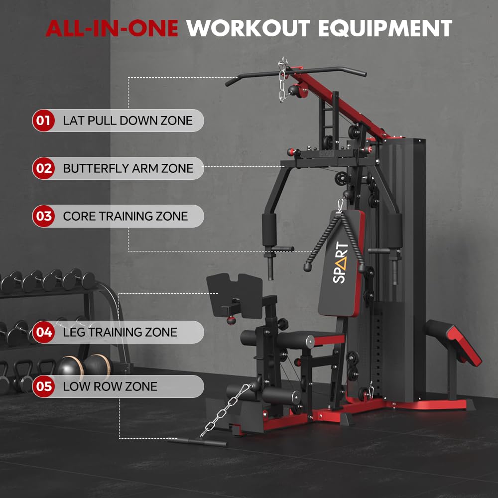 Transform your home workouts with the SPART Multi Gym Machine—durable, compact, and versatile, providing full-body strength training, adjustable resistance, and limitless exercise options in one powerful station.
