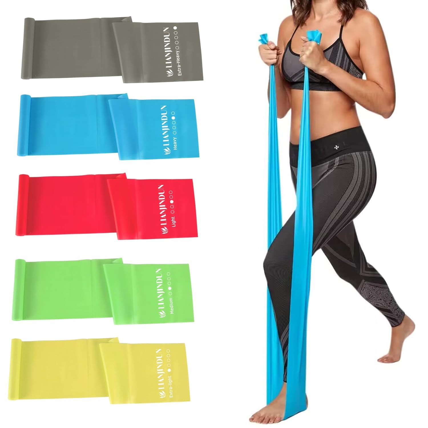 Build strength, tone muscles, and recover faster with 5 levels of professional resistance bands—durable, latex-free, portable, and perfect for home workouts, Pilates, yoga, or physical therapy.