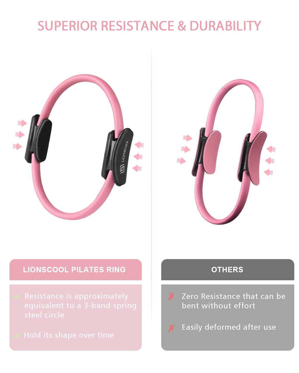 Transform your at-home Pilates practice with the LIONSCOOL Pilates Ring Set – all-in-one resistance ring, mini ball, and bands for strength, balance, and total-body toning anywhere, anytime.