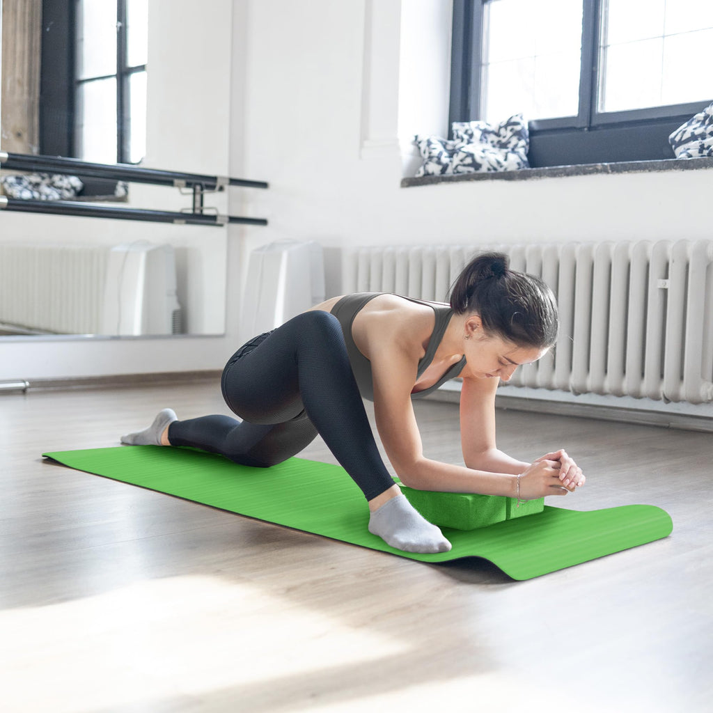 Master your yoga practice anywhere with the BalanceFrom 7-Piece Yoga Set – extra-thick mat, blocks, strap, towels, and knee pad for comfort, stability, and complete support at home or on-the-go.