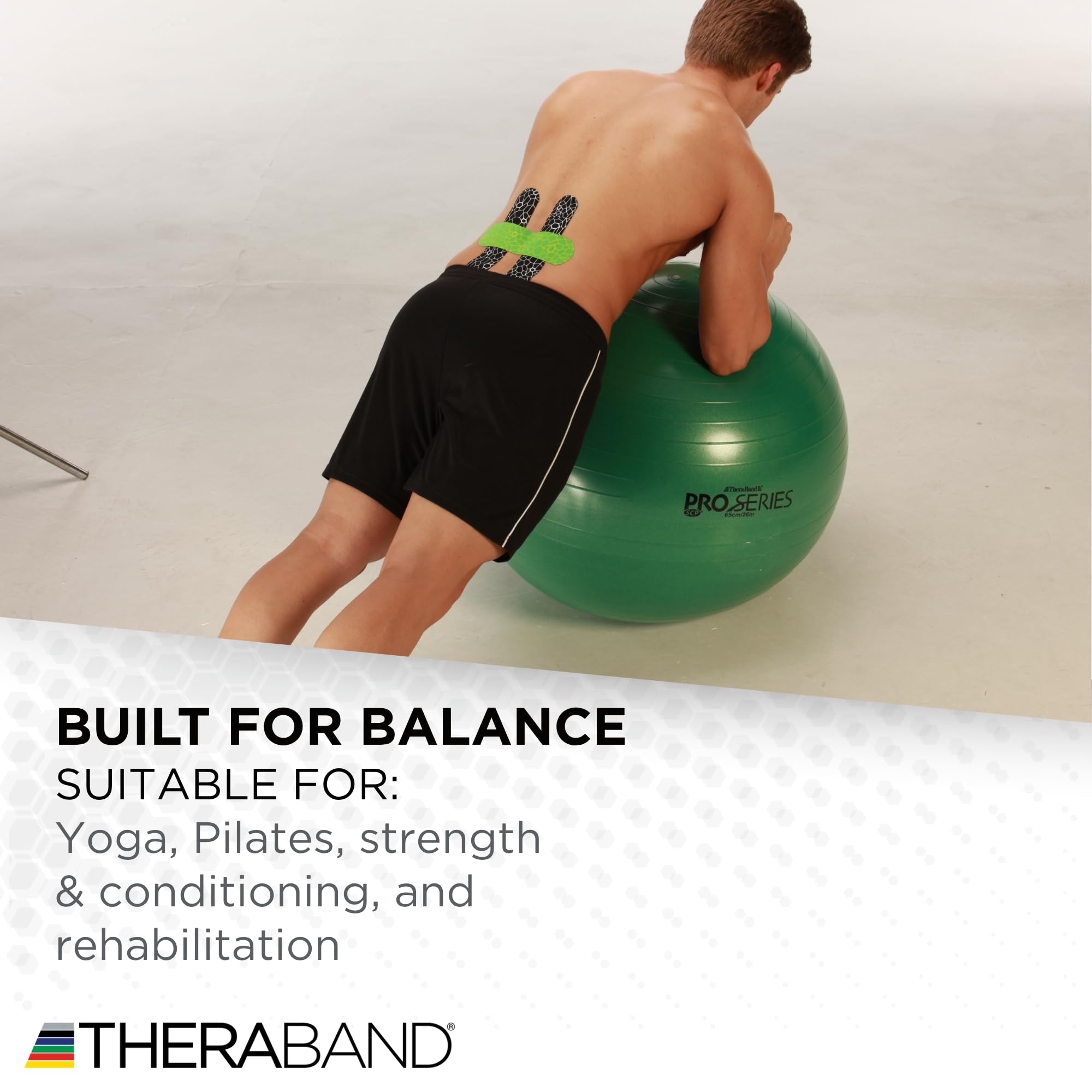 Boost balance, strengthen your core, and enhance flexibility with the THERABAND Pro Series Exercise Ball – anti-burst, professional-grade, versatile for yoga, Pilates, stability, and home or gym workouts.