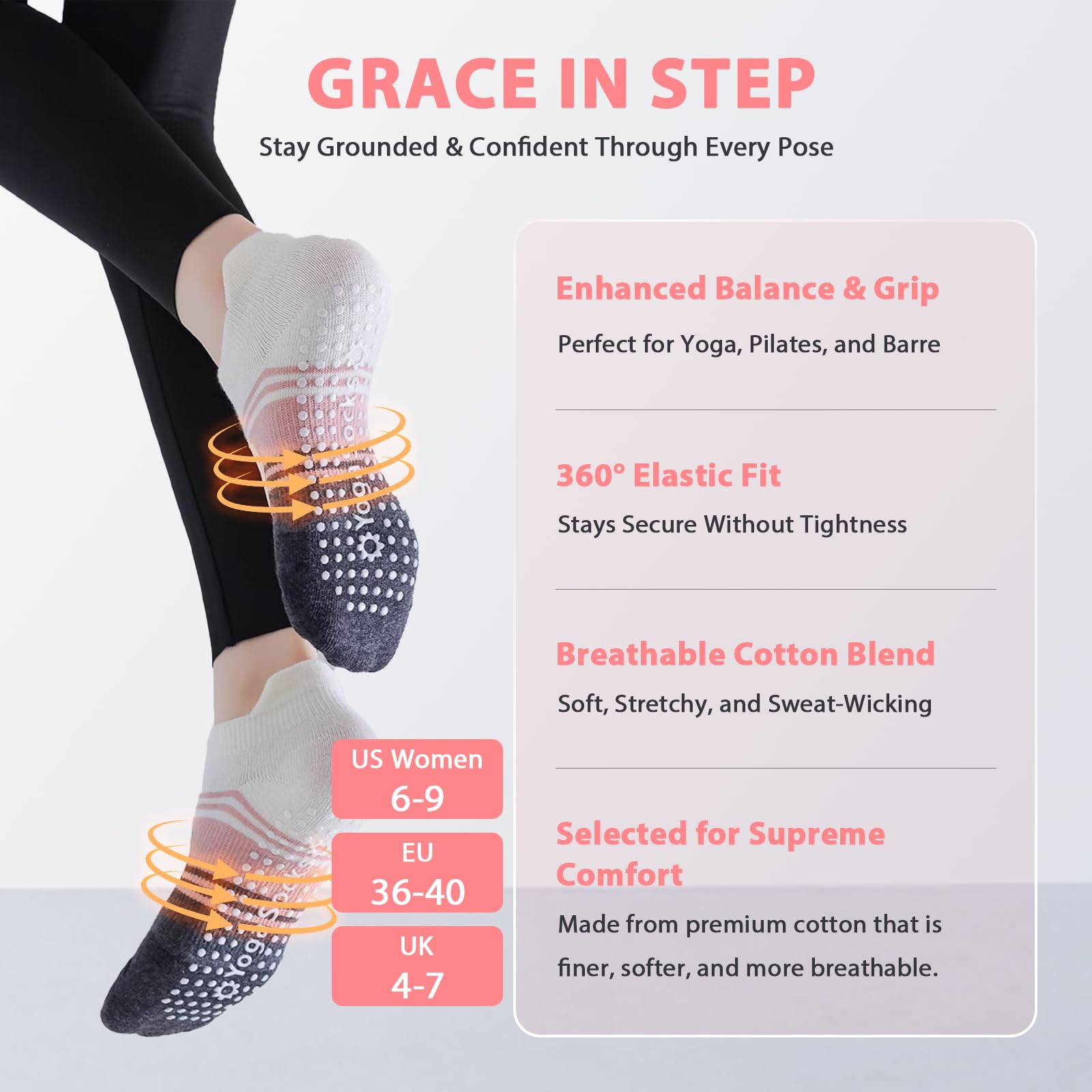 Train with confidence and comfort—these non-slip Pilates yoga socks deliver secure grip, breathable support, and stylish design for every workout, from barre to yoga and beyond.