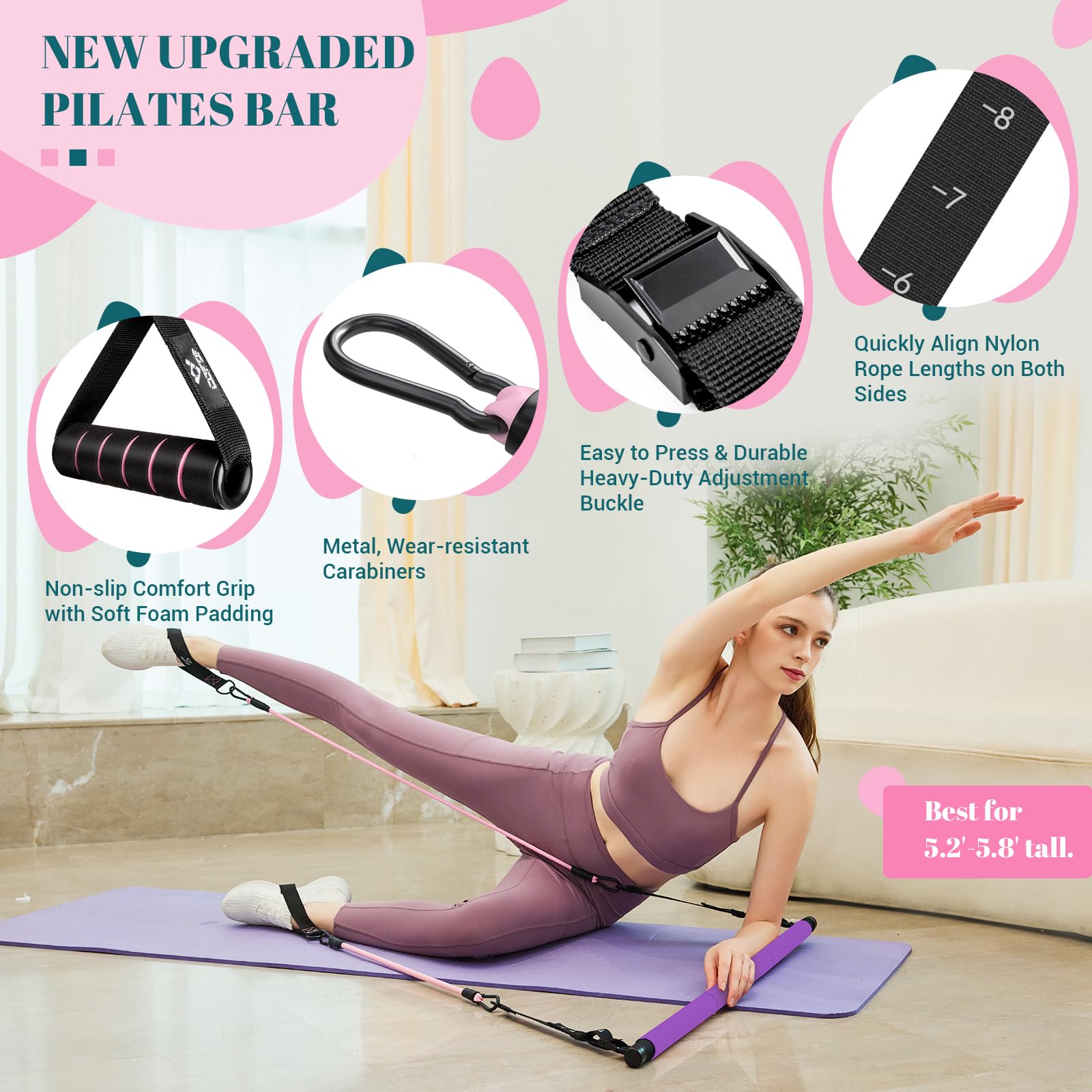 Achieve full-body strength, flexibility, and toning anywhere with the COFOF Pilates Bar Kit – adjustable resistance bands, padded handles, and portable design make home, travel, and outdoor workouts easy and effective.