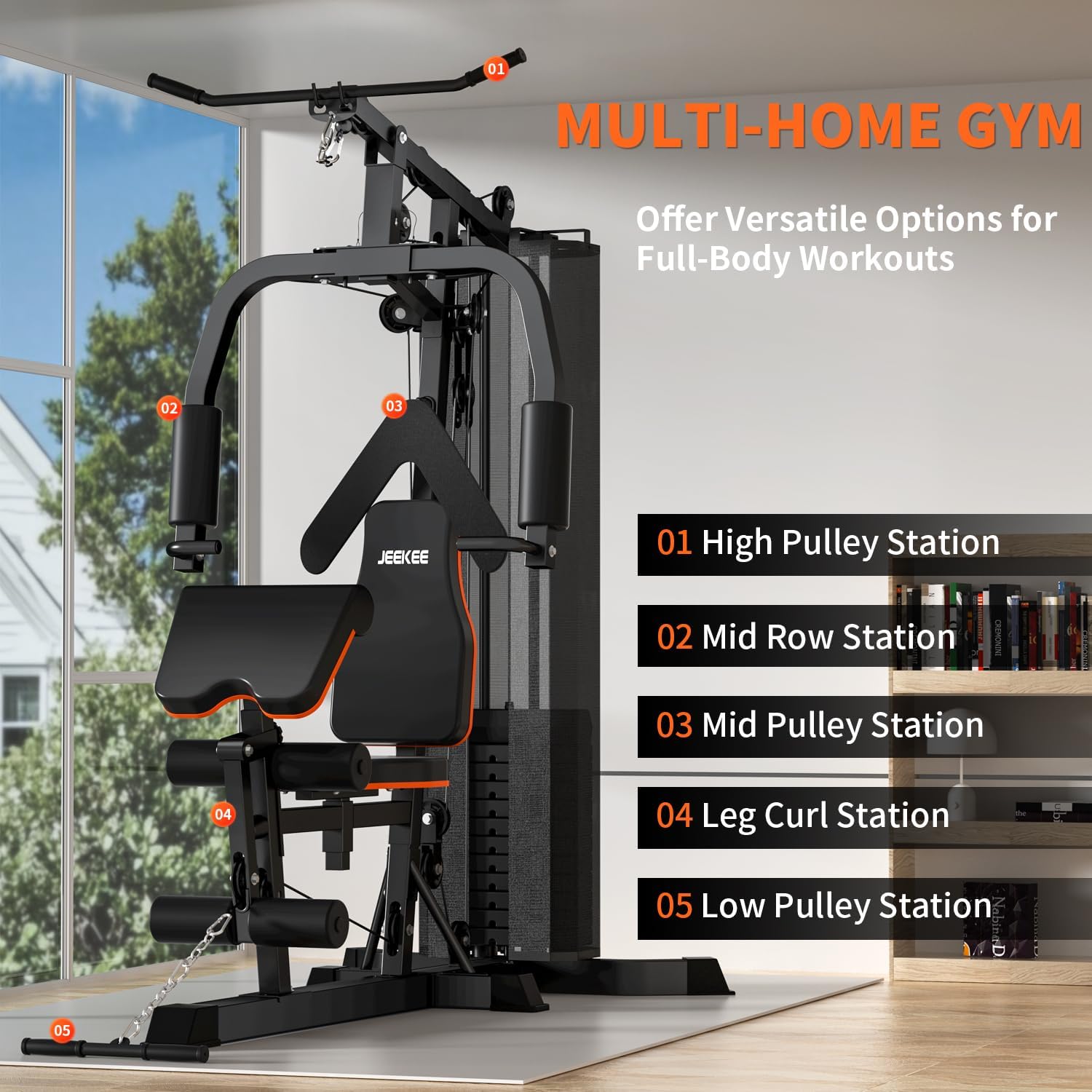 Home Gym,Workout Machine with 160LB Weight Stack,Multifunctional Workout Station for Full Body Strength Training,Exercise Equipment for Home