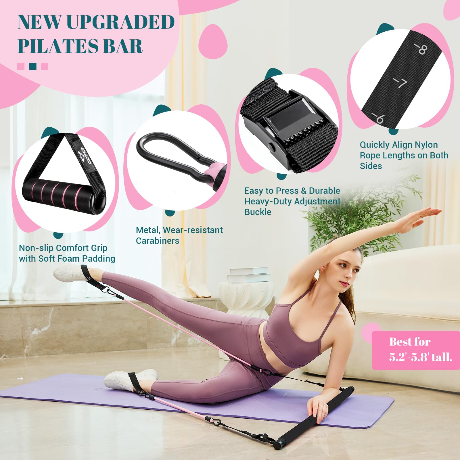 Achieve full-body strength, flexibility, and toning anywhere with the COFOF Pilates Bar Kit – adjustable resistance bands, padded handles, and portable design make home, travel, and outdoor workouts easy and effective.