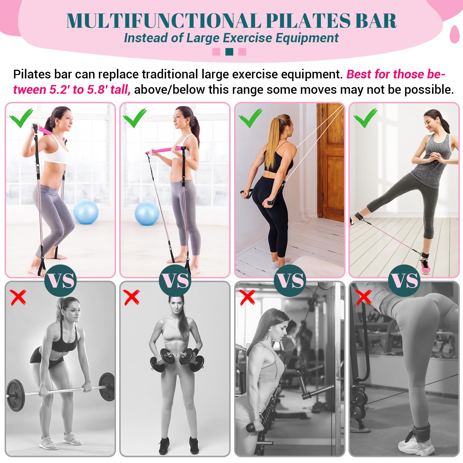 Achieve full-body strength, flexibility, and toning anywhere with the COFOF Pilates Bar Kit – adjustable resistance bands, padded handles, and portable design make home, travel, and outdoor workouts easy and effective.