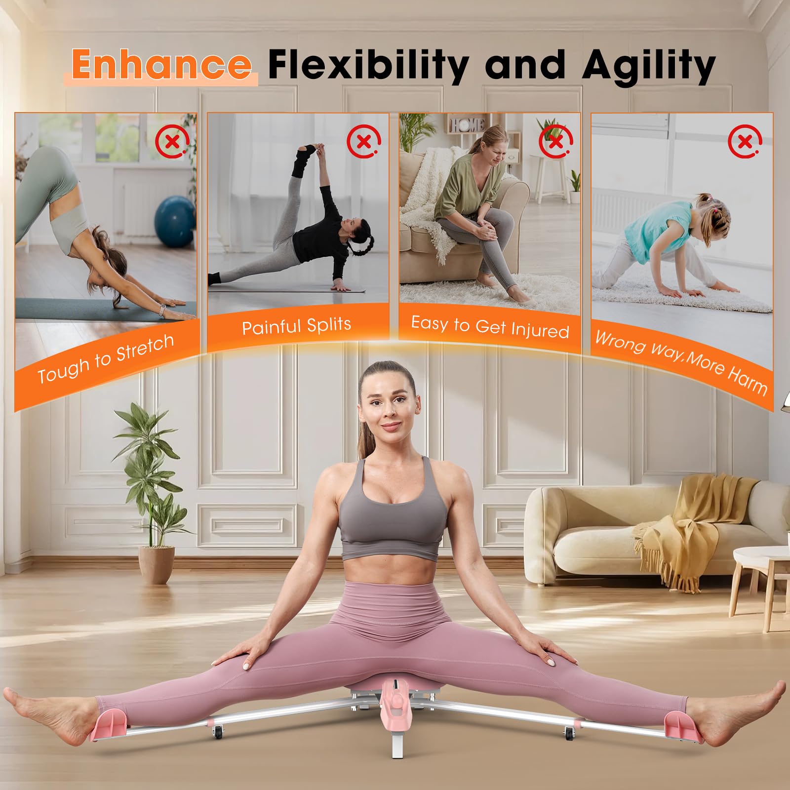 Unlock deeper splits and pro-level flexibility fast with this smooth-gliding, 190° adjustable leg stretcher—built for dancers, gymnasts, martial artists, and anyone ready to elevate their mobility.