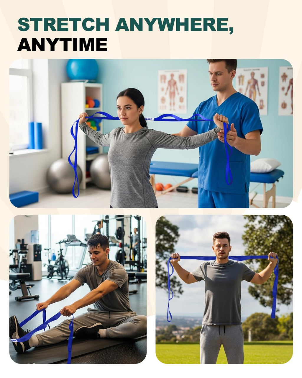 Boost flexibility, recover faster, and stretch safely with the Trideer 10-Loop Stretching Strap – durable, non-elastic, versatile for yoga, Pilates, physical therapy, and home or gym workouts.