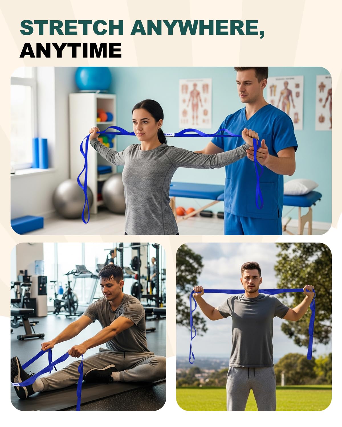 Boost flexibility, recover faster, and stretch safely with the Trideer 10-Loop Stretching Strap – durable, non-elastic, versatile for yoga, Pilates, physical therapy, and home or gym workouts.