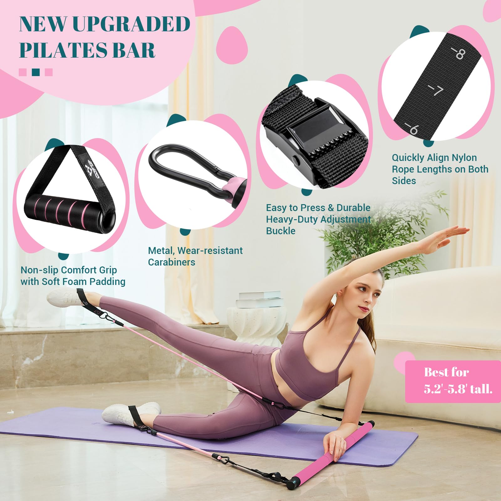 Achieve full-body strength, flexibility, and toning anywhere with the COFOF Pilates Bar Kit – adjustable resistance bands, padded handles, and portable design make home, travel, and outdoor workouts easy and effective.