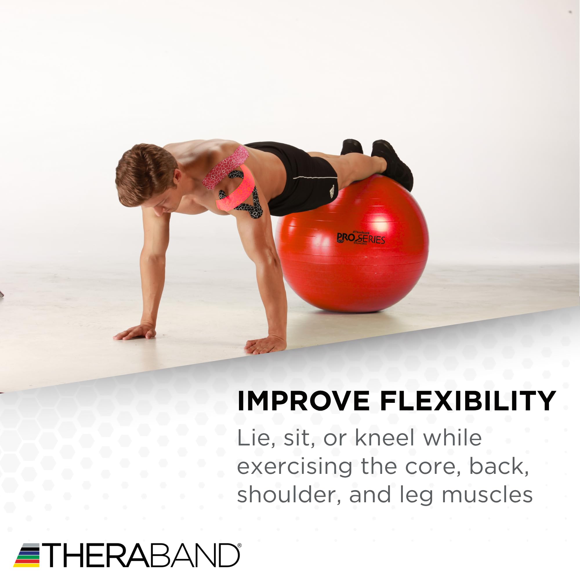 Boost balance, strengthen your core, and enhance flexibility with the THERABAND Pro Series Exercise Ball – anti-burst, professional-grade, versatile for yoga, Pilates, stability, and home or gym workouts.