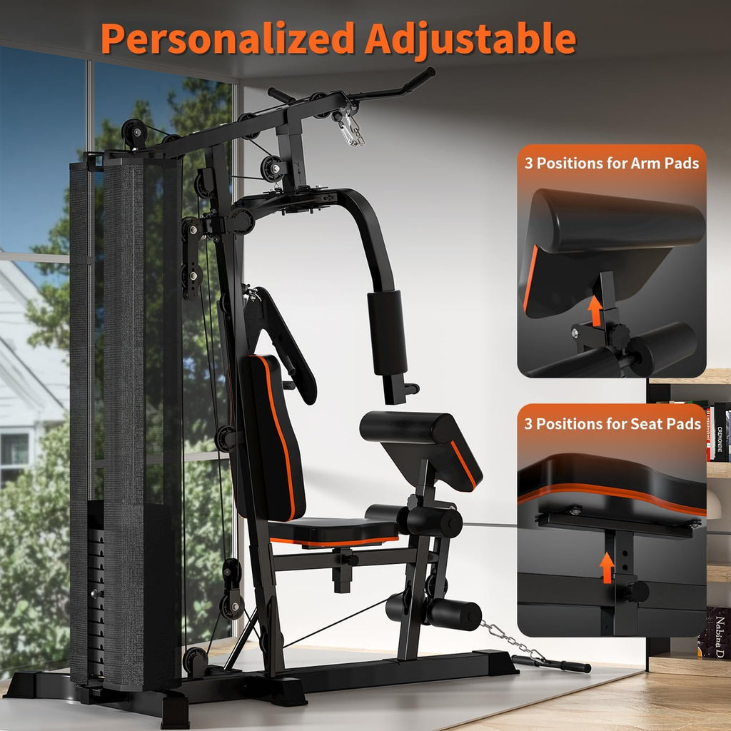 Home Gym,Workout Machine with 160LB Weight Stack,Multifunctional Workout Station for Full Body Strength Training,Exercise Equipment for Home