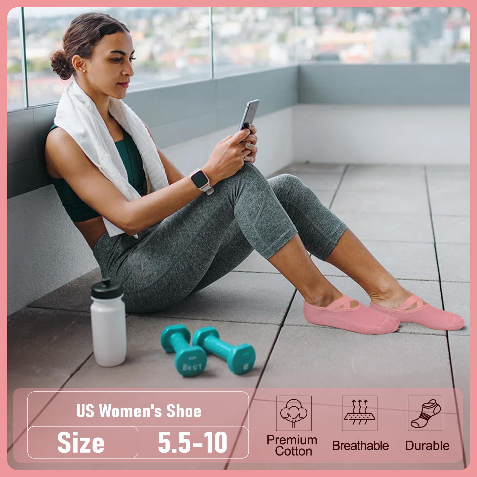 Stay safe, stable, and stylish with non-slip Pilates socks—breathable, cushioned, and perfect for yoga, barre, studio workouts, or home use. Comfort and grip in every step.