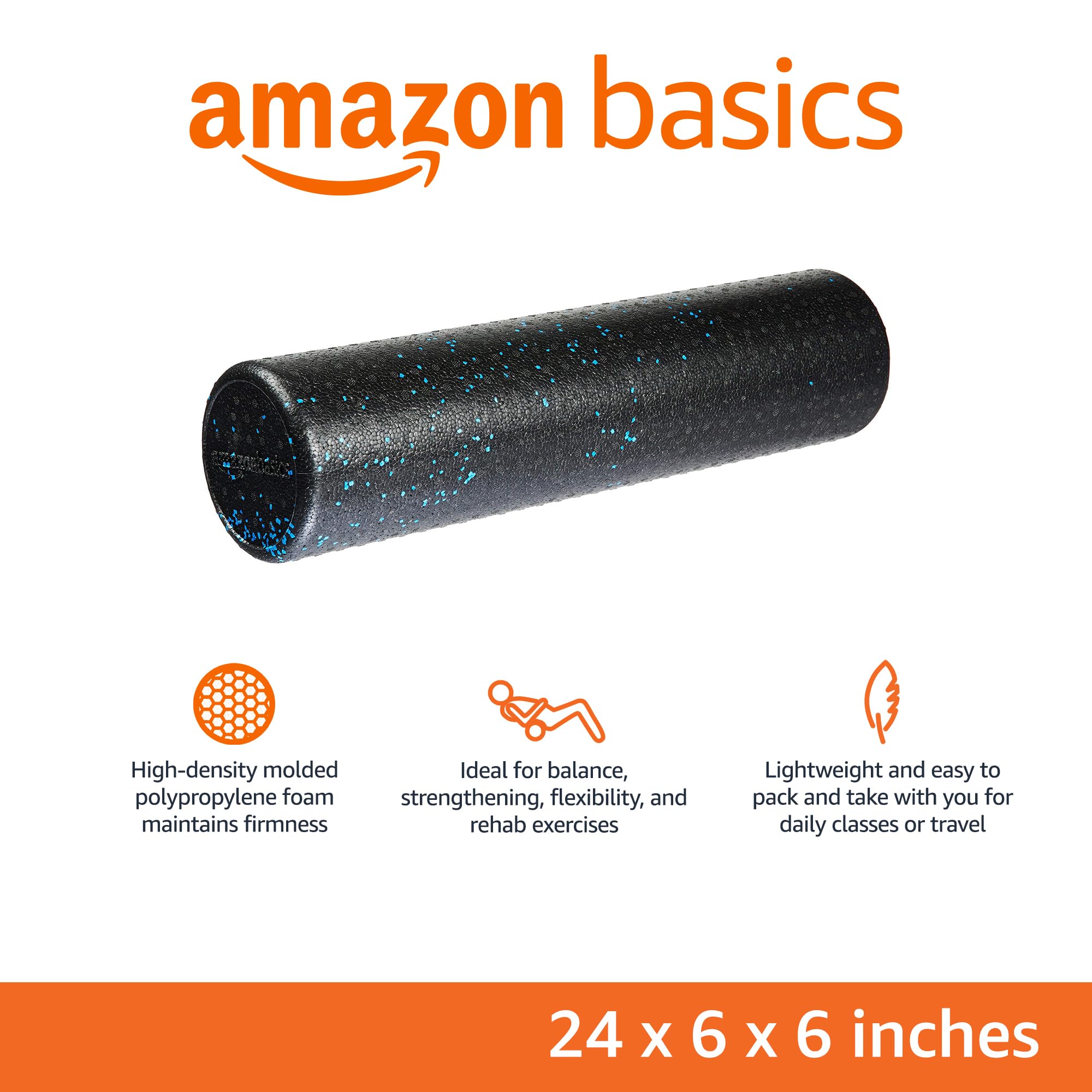 Relieve tension, improve balance, and boost flexibility with the Amazon Basics High-Density Foam Roller – firm, durable, portable, and perfect for home, gym, yoga, Pilates, and recovery workouts.
