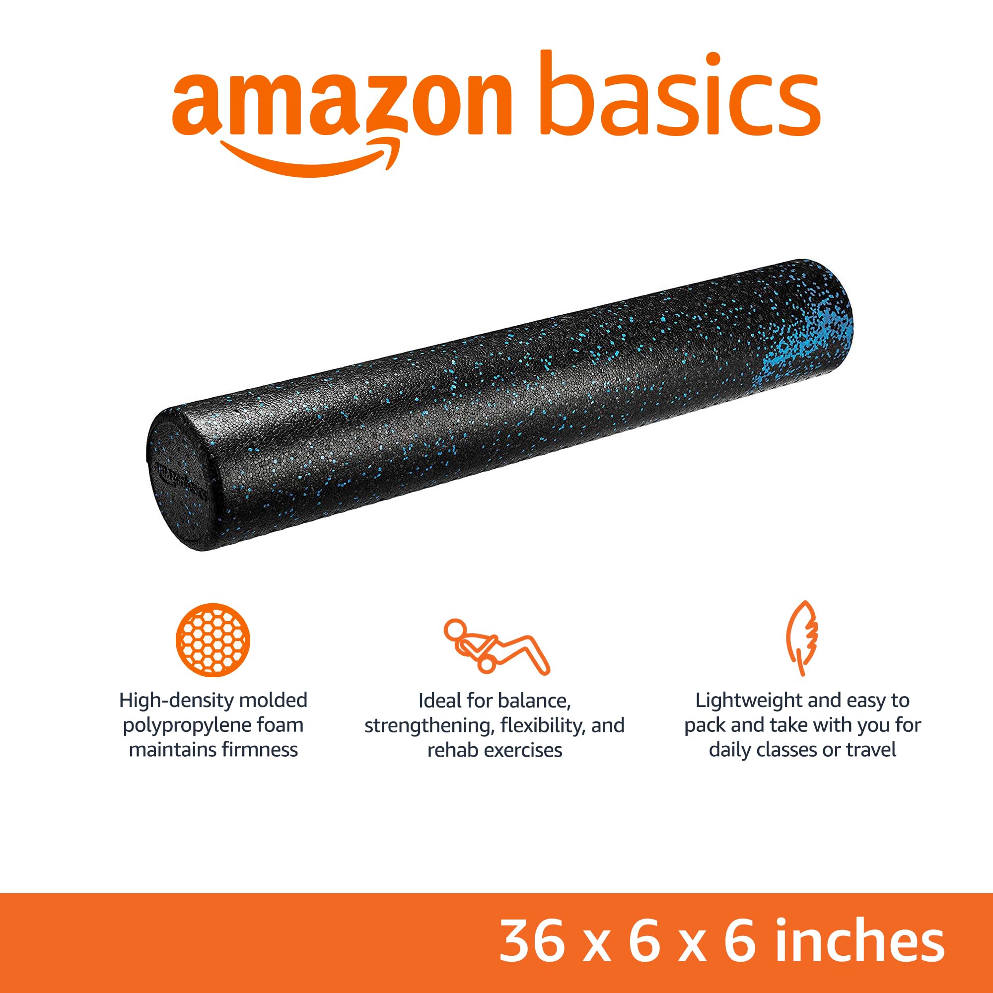 Relieve tension, improve balance, and boost flexibility with the Amazon Basics High-Density Foam Roller – firm, durable, portable, and perfect for home, gym, yoga, Pilates, and recovery workouts.