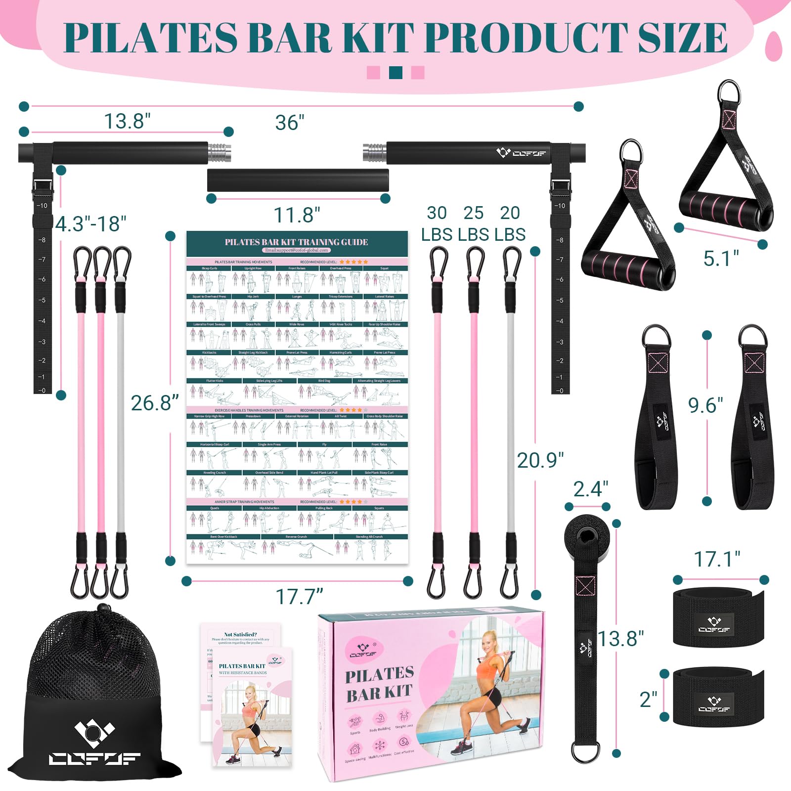 Achieve full-body strength, flexibility, and toning anywhere with the COFOF Pilates Bar Kit – adjustable resistance bands, padded handles, and portable design make home, travel, and outdoor workouts easy and effective.