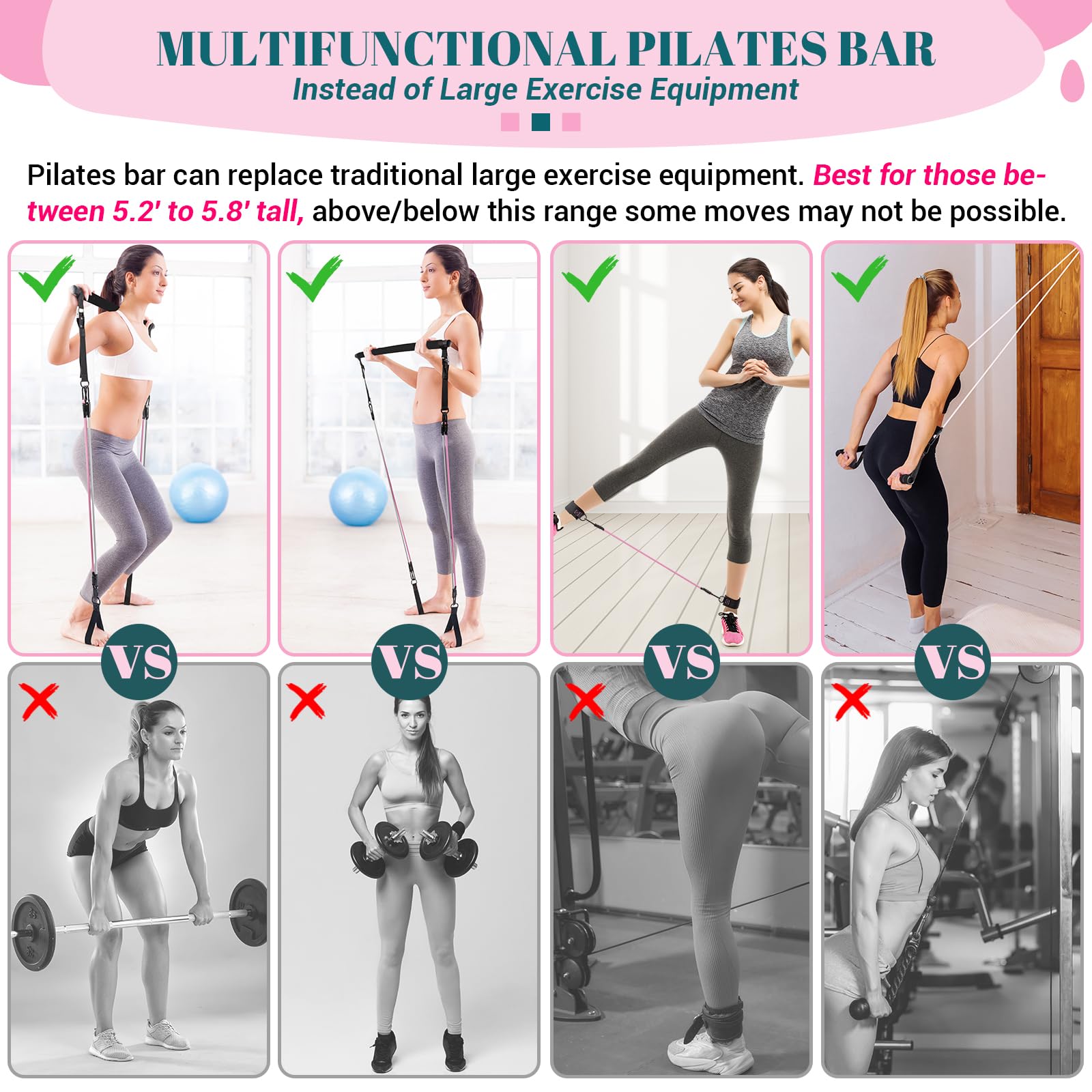 Achieve full-body strength, flexibility, and toning anywhere with the COFOF Pilates Bar Kit – adjustable resistance bands, padded handles, and portable design make home, travel, and outdoor workouts easy and effective.