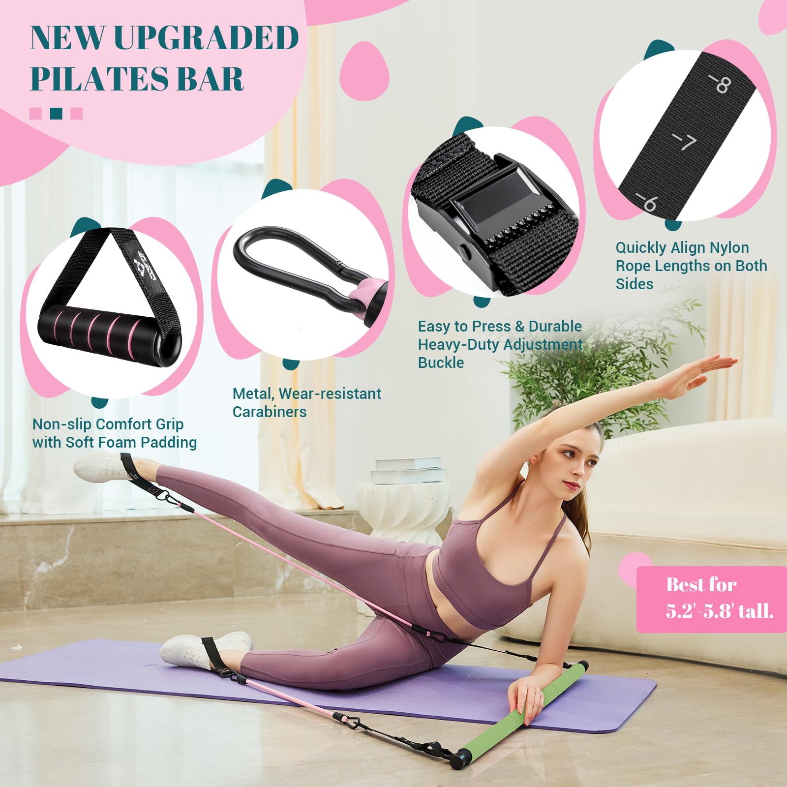 Achieve full-body strength, flexibility, and toning anywhere with the COFOF Pilates Bar Kit – adjustable resistance bands, padded handles, and portable design make home, travel, and outdoor workouts easy and effective.