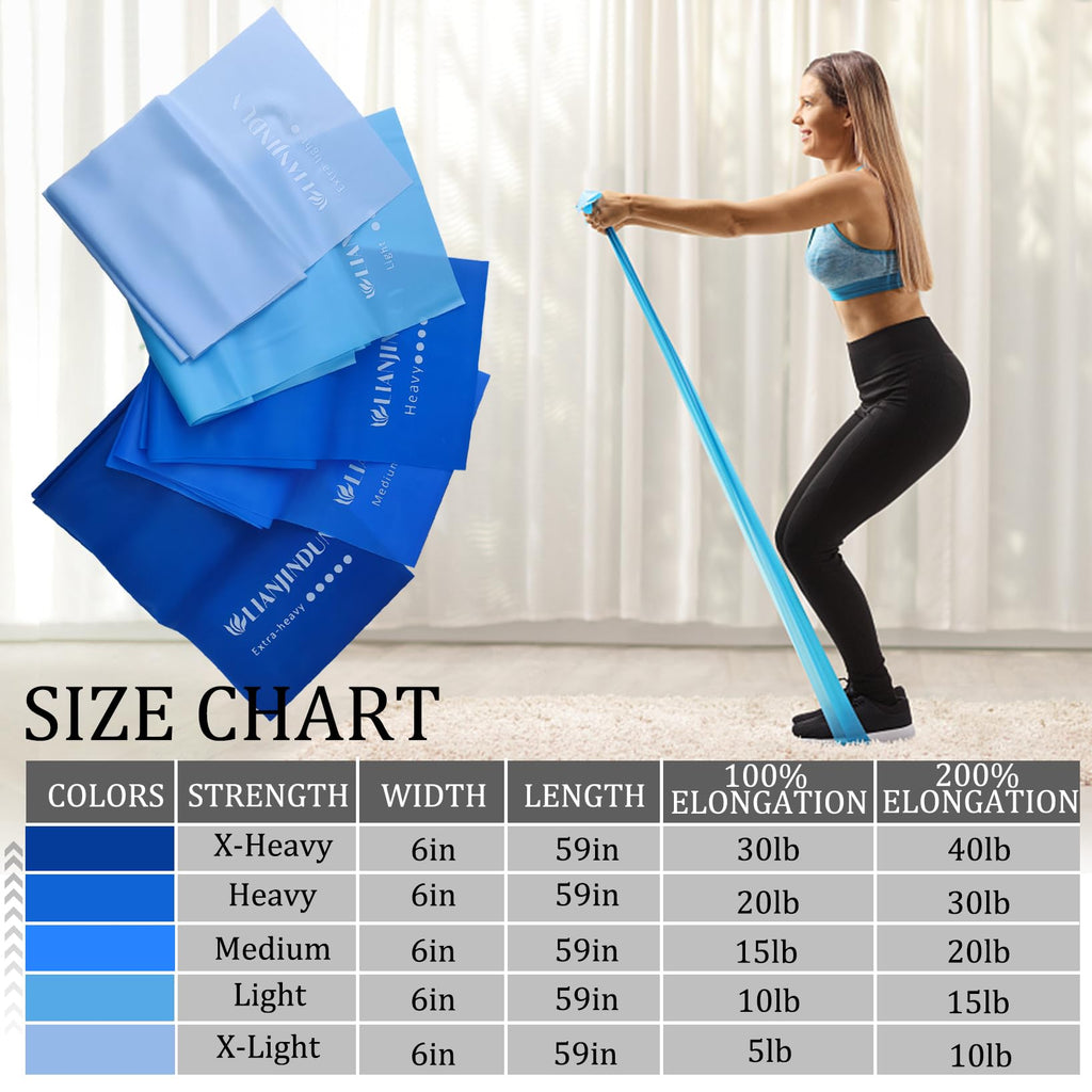Build strength, tone muscles, and recover faster with 5 levels of professional resistance bands—durable, latex-free, portable, and perfect for home workouts, Pilates, yoga, or physical therapy.