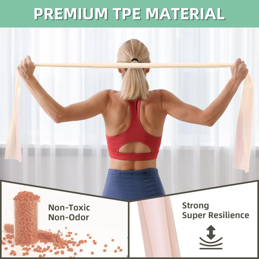 Strengthen, stretch, and recover anywhere with these hypoallergenic TPE resistance bands—lightweight, portable, and designed for full-body training, rehab, Pilates, yoga, and everyday fitness.