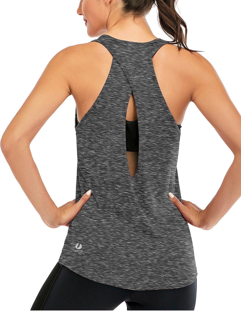 ICTIVE Womens Cross Backless Workout Tops for Women Racerback Tank Tops Open Back Running Muscle Tank Yoga Shirts