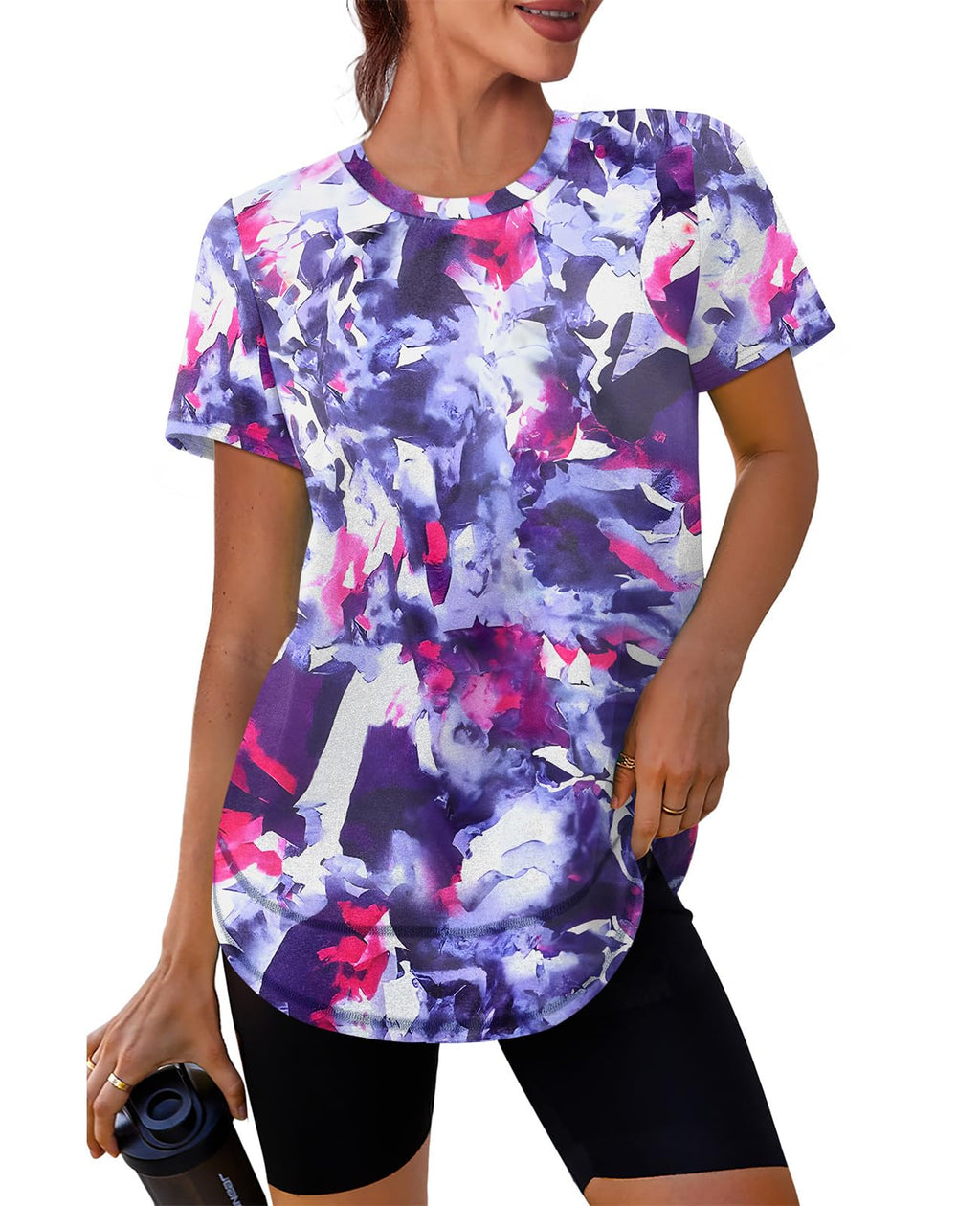 Stay cool, protected, and stylish with this UPF 50+ quick-dry workout shirt—lightweight, breathable, and flexible for yoga, running, hiking, or any active lifestyle.