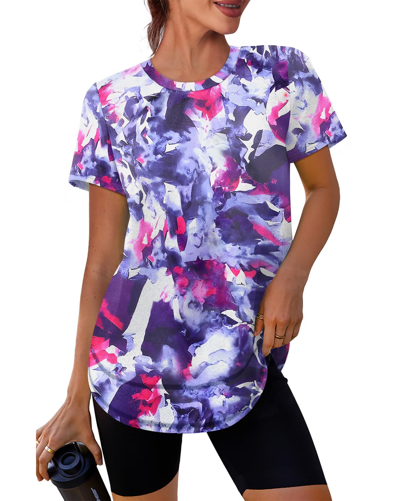 Stay cool, protected, and stylish with this UPF 50+ quick-dry workout shirt—lightweight, breathable, and flexible for yoga, running, hiking, or any active lifestyle.