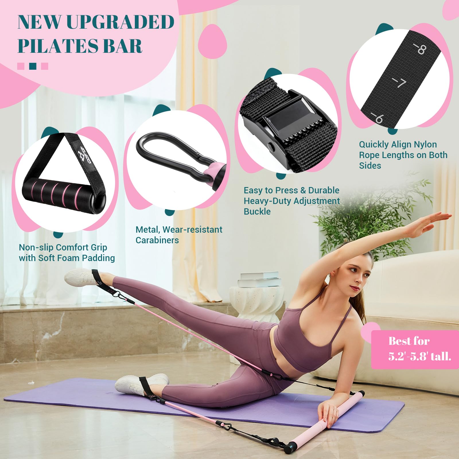 Achieve full-body strength, flexibility, and toning anywhere with the COFOF Pilates Bar Kit – adjustable resistance bands, padded handles, and portable design make home, travel, and outdoor workouts easy and effective.