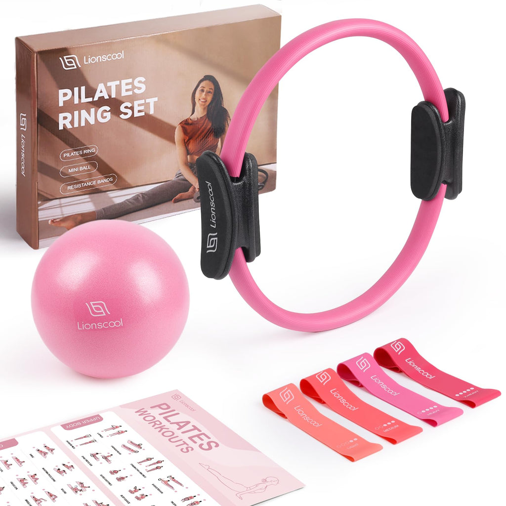 Transform your at-home Pilates practice with the LIONSCOOL Pilates Ring Set – all-in-one resistance ring, mini ball, and bands for strength, balance, and total-body toning anywhere, anytime.