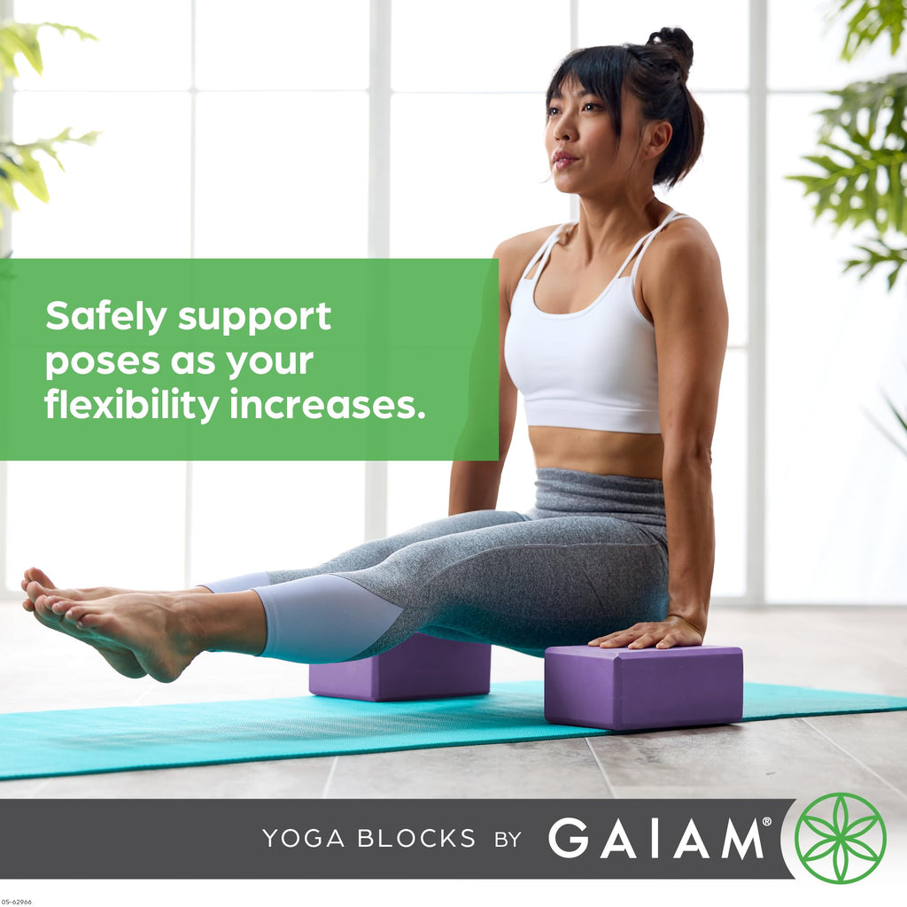 nhance stability, balance, and flexibility with the Gaiam Yoga Block & Strap Combo – durable, non-slip foam block and cotton strap help deepen stretches and safely modify poses for all skill levels.