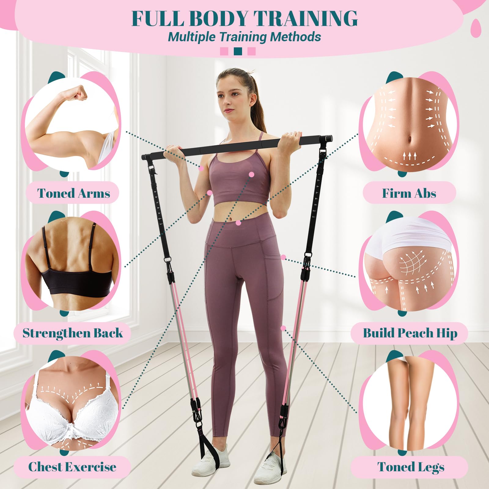 Achieve full-body strength, flexibility, and toning anywhere with the COFOF Pilates Bar Kit – adjustable resistance bands, padded handles, and portable design make home, travel, and outdoor workouts easy and effective.