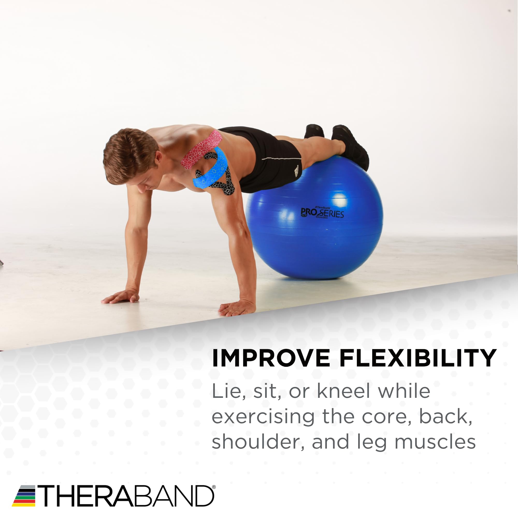 Boost balance, strengthen your core, and enhance flexibility with the THERABAND Pro Series Exercise Ball – anti-burst, professional-grade, versatile for yoga, Pilates, stability, and home or gym workouts.