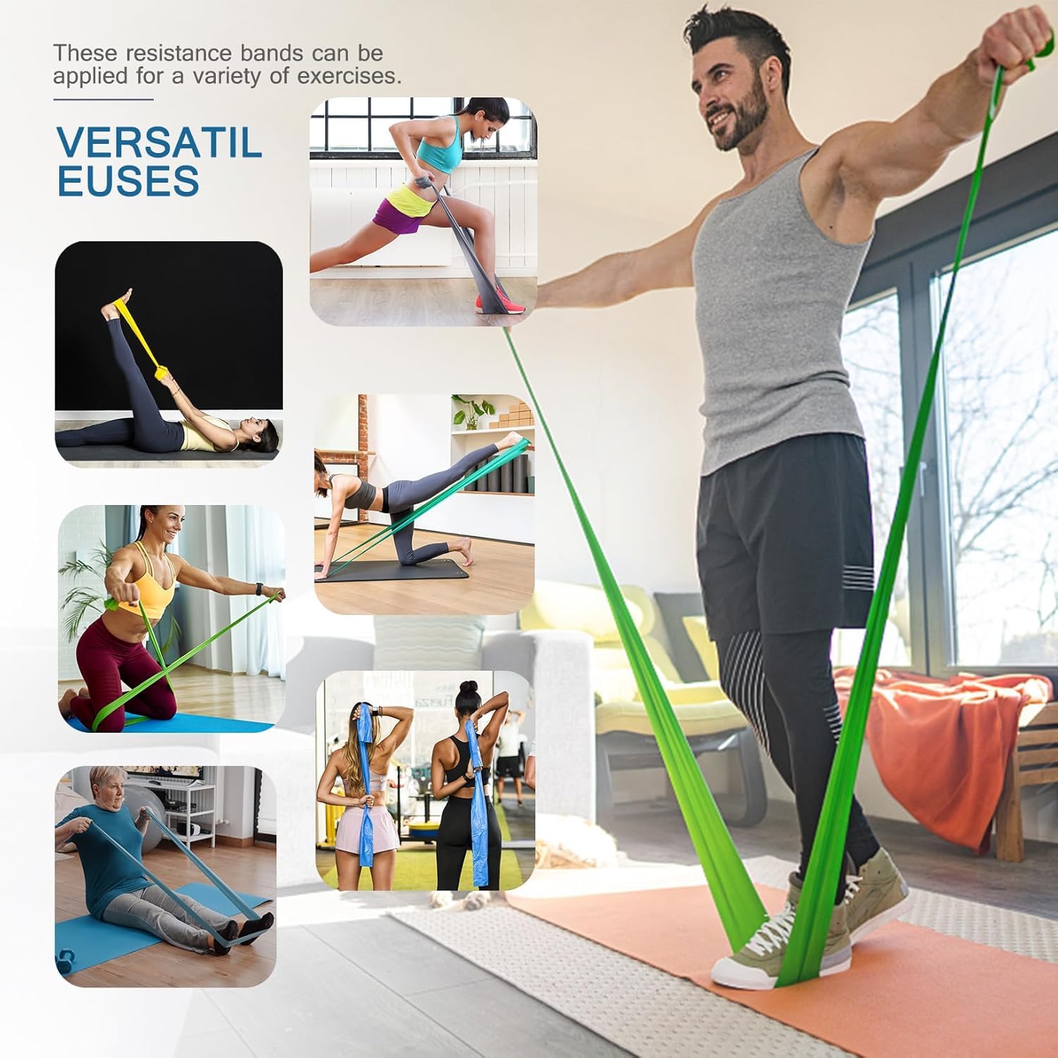 Build strength, tone muscles, and recover faster with 5 levels of professional resistance bands—durable, latex-free, portable, and perfect for home workouts, Pilates, yoga, or physical therapy.