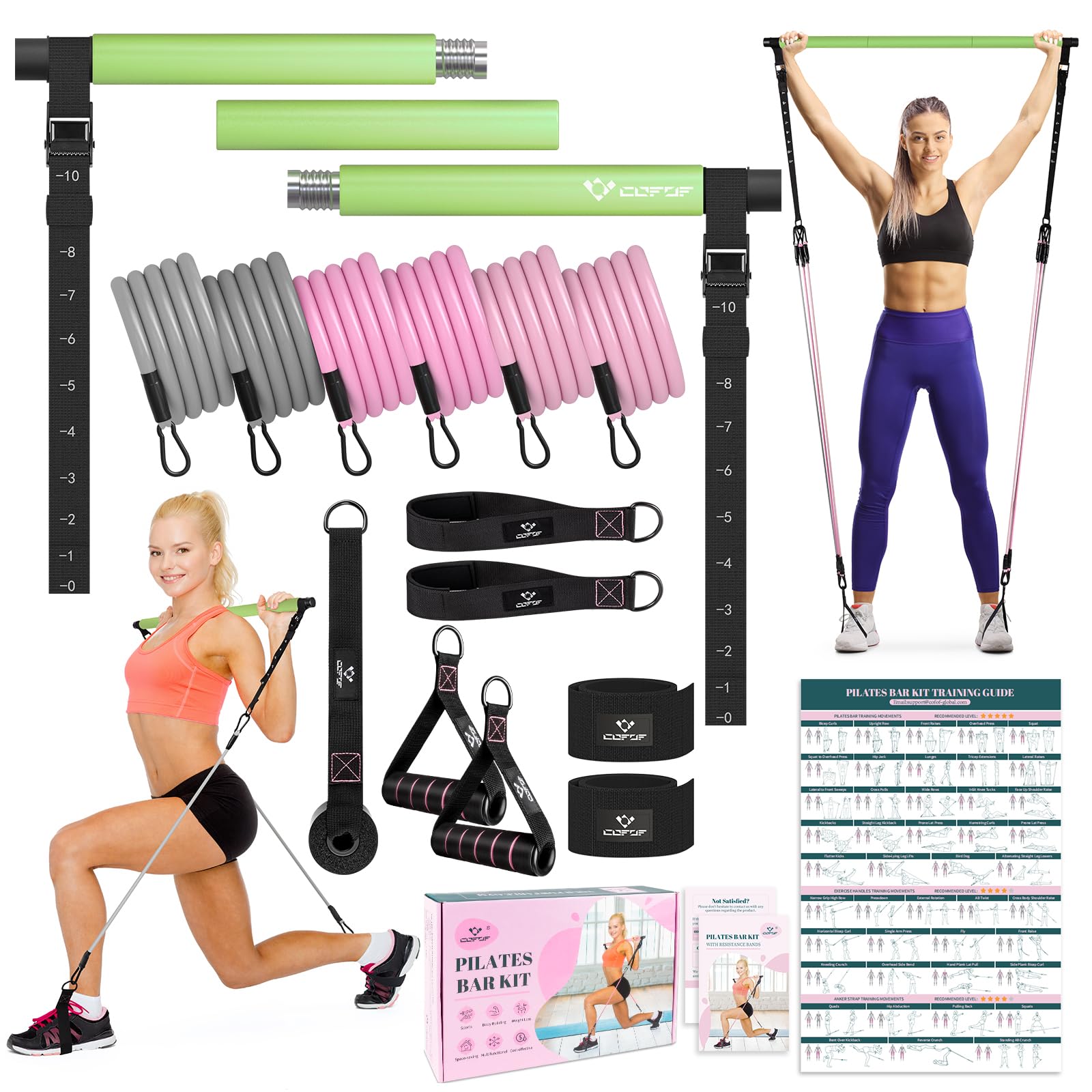 Achieve full-body strength, flexibility, and toning anywhere with the COFOF Pilates Bar Kit – adjustable resistance bands, padded handles, and portable design make home, travel, and outdoor workouts easy and effective.