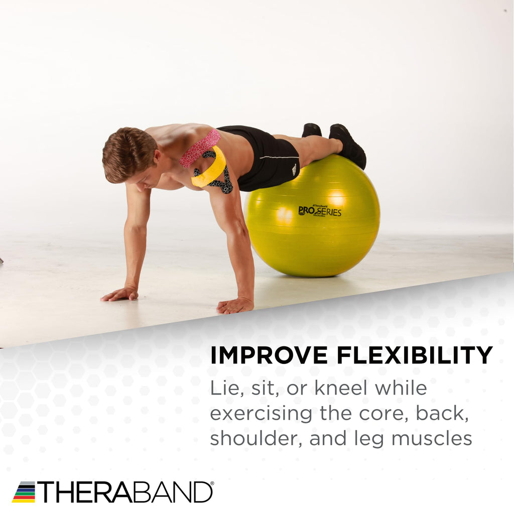 Boost balance, strengthen your core, and enhance flexibility with the THERABAND Pro Series Exercise Ball – anti-burst, professional-grade, versatile for yoga, Pilates, stability, and home or gym workouts.