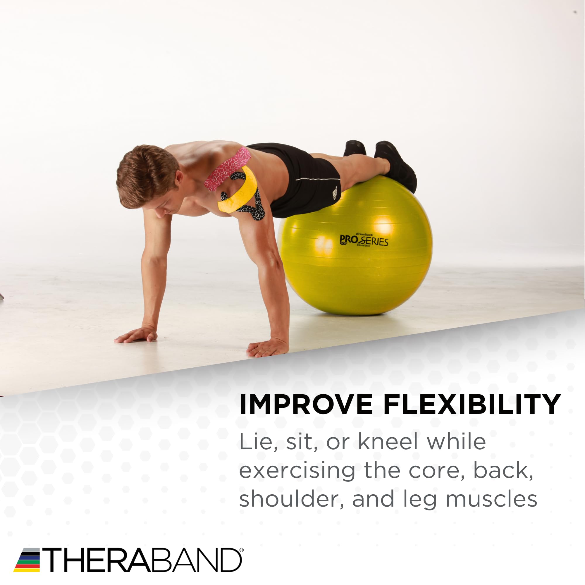 Boost balance, strengthen your core, and enhance flexibility with the THERABAND Pro Series Exercise Ball – anti-burst, professional-grade, versatile for yoga, Pilates, stability, and home or gym workouts.