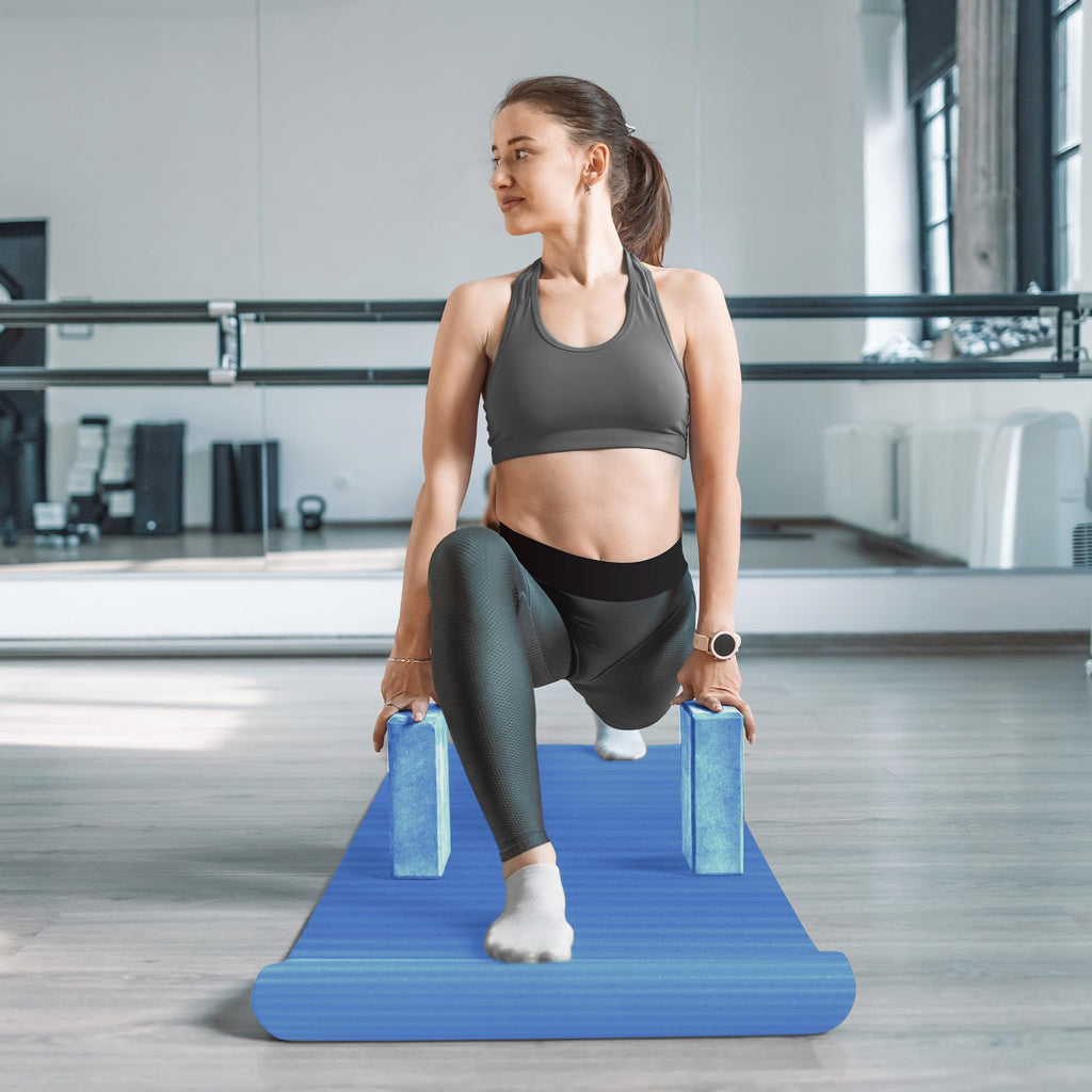 Master your yoga practice anywhere with the BalanceFrom 7-Piece Yoga Set – extra-thick mat, blocks, strap, towels, and knee pad for comfort, stability, and complete support at home or on-the-go.