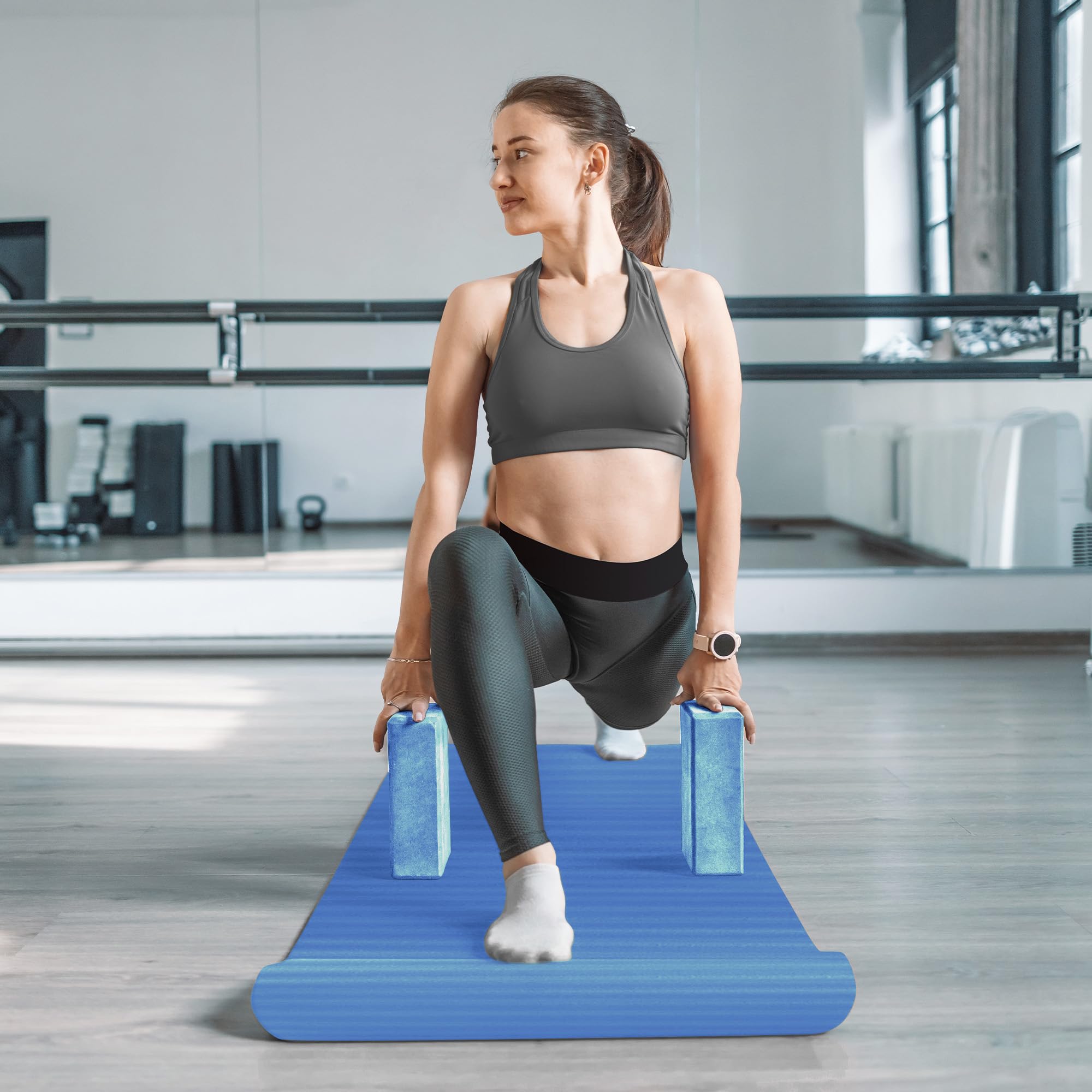Master your yoga practice anywhere with the BalanceFrom 7-Piece Yoga Set – extra-thick mat, blocks, strap, towels, and knee pad for comfort, stability, and complete support at home or on-the-go.