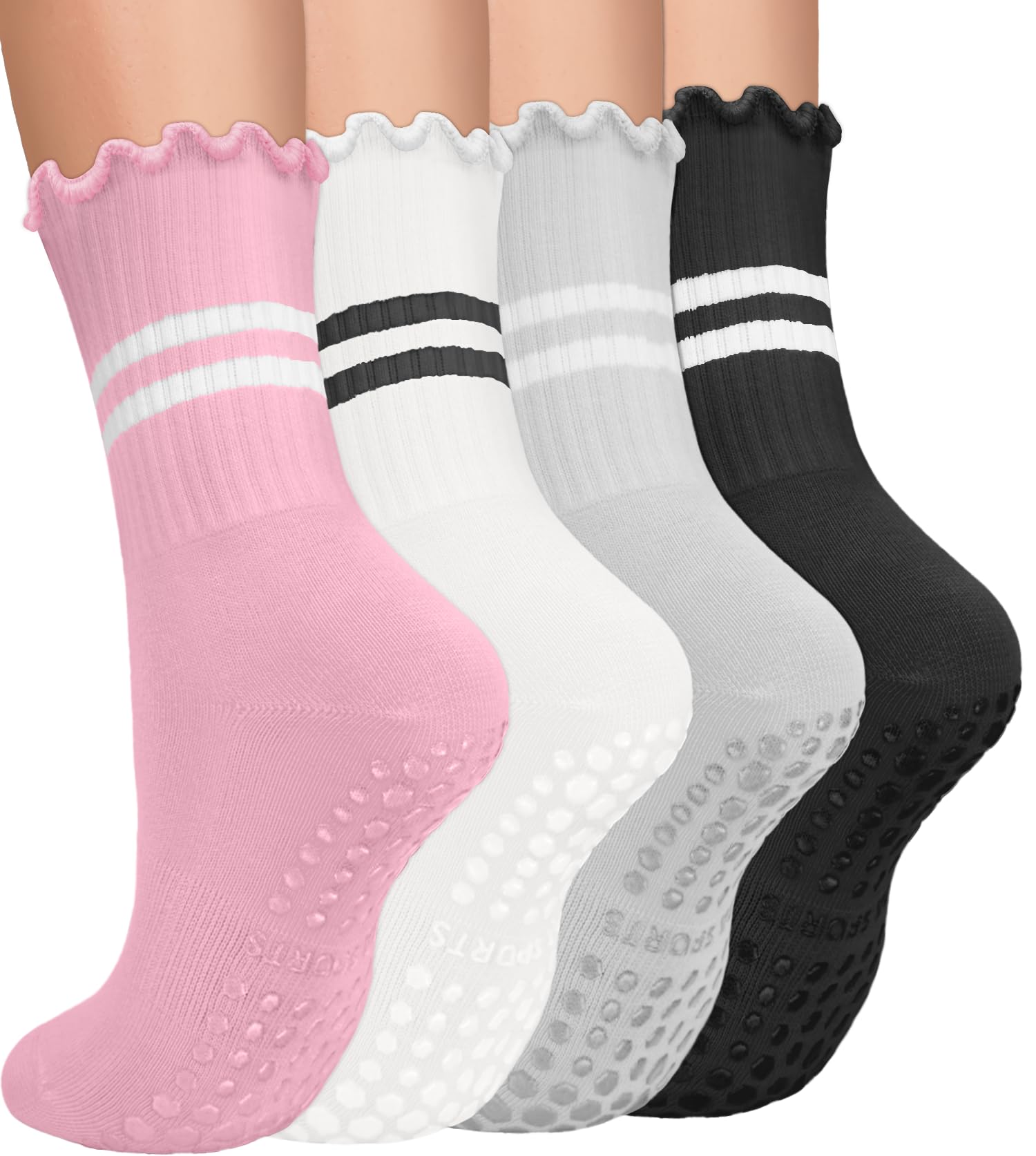Stay safe, stable, and stylish with non-slip Pilates socks—breathable, cushioned, and perfect for yoga, barre, studio workouts, or home use. Comfort and grip in every step.